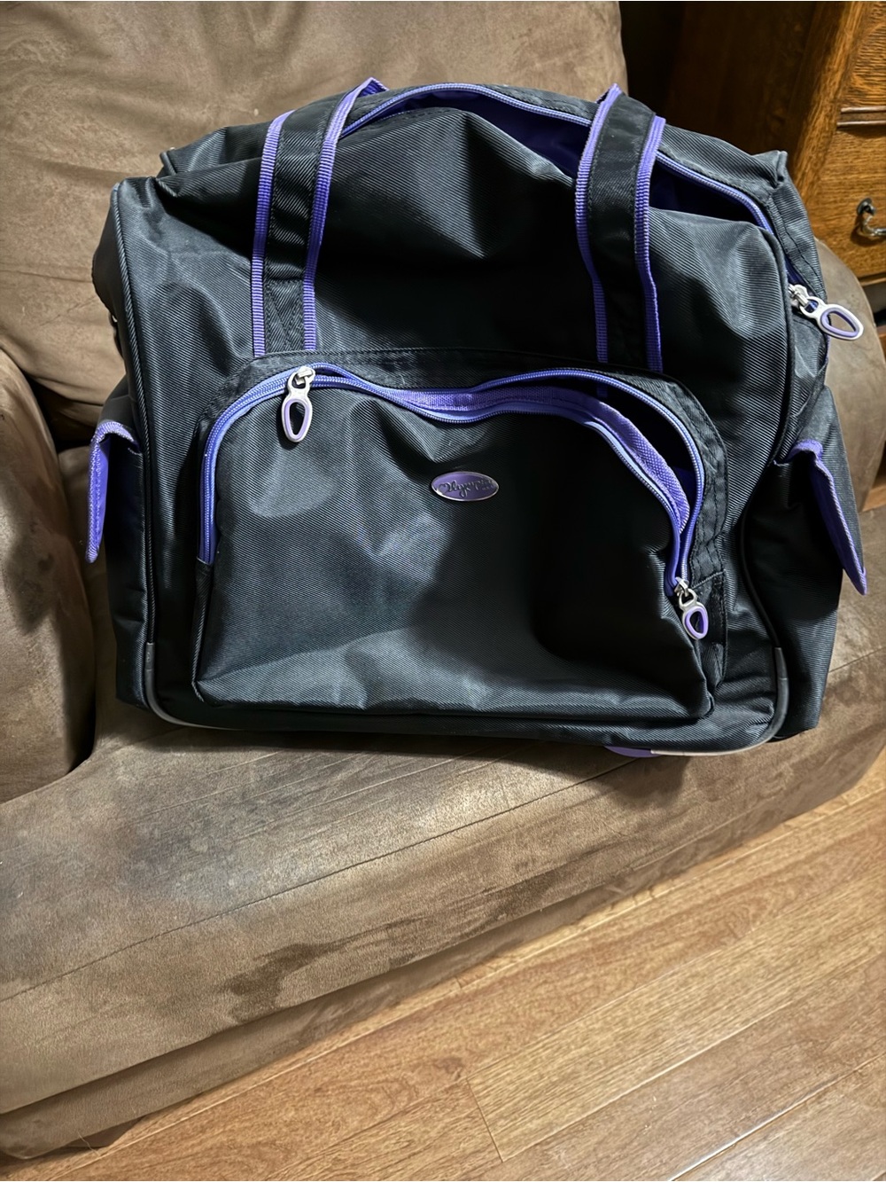 Black and Purple Travel Duffel Bag - Unbranded